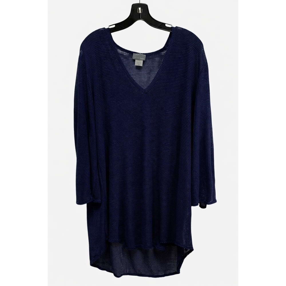 Jordan Taylor Womens‎ Sheer Mesh Swim Cover Up Blue Tunic XL